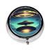 Spacecraft Descendround Pill Box 3 Compartments Round Pill Box Organizer for Purse Or Pocket Portable Travel Pill Box