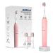 Sonic Electric Toothbrush for Adults Dissolve Plaque on Teeth, Vibrating Toothbrush 4 Modes with Smart Timer 44,000 VPM Motor Whitening Rechargeable Cordless Fast Charge(Pink)