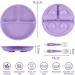 Vicloon Baby Suction Plate Set | Non Slip Silicone Weaning Plates for Toddlers | Self Feeding Divided Dishes | Fits Most Highchairs Trays | 3Pcs (Pink/Purple/Green) - Buy Online on GoSupps.com