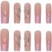 24pcs Long Coffin Ballerina False Nails with Glue - Full Cover Press on Cool Fake Nails for Women Girls - Splicing Heart Rhinestones Manicure - Buy Online on GoSupps.com