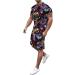 JUNGE 2023 Men's Gradient Color 2 Piece Summer Short Set | Crew Neck Muscle Tee & Sport Shorts Sweatsuit - Medium, Red - Buy Online on GoSupps.com
