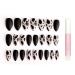 24 Pcs Halloween Nails Press on Nails for Women Artificial Fake Nail Tips Trim Easily Stylish Design Pattern Nail Tips for Halloween Party Christmas #1