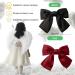 Hair Clip with Bow Bow Hair Women's Hair Bows French Large Bow Hair Clips Hair Clip for Girls Soft Silky Satin Hair Clip for Party Women (Black Red) - Buy Online on GoSupps.com