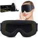Widened 3D Sleep Mask for Big Head Lash Extensions 100% Blackout Eye Mask for Sleep Washable Soft Light Sleeping Mask with Adjustable Strap for Men 0 Pressure Eye Cover with Earplug (Black)