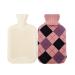 Tonone 1000ml hot water bottle hot bottle with fabric bag heat bottle with lid Small hot water bottle PVC heat bottle keeps warm in winter (pink)