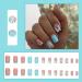 24pcs Short Square White & Blue French Tip False Nails - Summer Fake Nails with Designs for Women & Girls - Buy Online on GoSupps.com