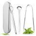 Boenfu tongue cleaner stainless steel 3 pieces of tongue scraper set silver sounding scraper for adult oral care Cleaner against bad breath heals bad breath