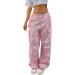 Parachute Pants Y2K Women Cargo Pants - Vintage Baggy Track Pants & 90s E-Girl Streetwear - XL Rosa - Buy Online on GoSupps.com