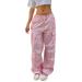 Parachute Pants Y2K Women Cargo Pants Baggy Cargohose Track Pants Streetwear Vintage Jeans Pants 90s E-Girl Streetwear Cargo Pants Y2K Sports Pants Lang A1-Rosa XL