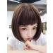 BGHJUE Wig female short hair round face repair face natural girl young fashion wave head in long hair full headgear