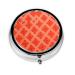 Red Diamond Pattern Portable Metal Pill Box Round Mini 3-Compartment Plastic Insert hinged Fastening Design Suitable for Small Pills Must-Have for Travel