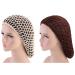 Minkissy 2 Pieces Sleeping Hair Nets Crochet Hair Net Long Hair Snood Cover Turban for Women Girls Beige Coffee