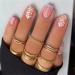 Short False Nails White Sweet Flowers Fake Nails with Glue Stickers 24 Pieces French Press on Nails Coffin Nails Acrylic Stick on Nails for Women and Girls