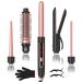 5 in 1 Curling Iron Curling Wand Set with Hair Straightener Curling Brush & 3 Interchangeable Ceramic Curling Wand (0.35"-1") Fast Heat Hair Crimper Dual Voltage Hair Curler Glove 2 Clips
