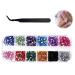 QJIBOVM Flat bottom rhinestone gems crystal nail art gems with picking tweezers and rhinestone picker dot drill pen suitable for nails clothes face crafts