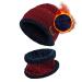 Aisprts Kids Winter Beanie Hat and Scarf Set Knitted Thermal Fleece Lining Hat and Snood Neck Warmer for Boys Girls One Size Red