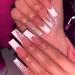 Brishow pink artificial nails long nails to stick on French glitter press on nails ballerina acrylic fake nails 24 pieces for women and girls