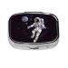 Astronaut Space Basketball Printing 2 Compartment Small Pill Case Cute Small Pill Box Purse Pill Boxs Travel Pill Organizer for Pocket Purse and Travel Gifts