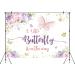 Aperturee 7x5ft Butterfly Baby Shower Backdrop | Purple and Pink Floral Princess Girl Party Decoration | Photography Background for Gender Reveal | Photo Booth Banner with Gold Accents - Buy Online on GoSupps.com
