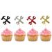 BoningNEW 24 PCS Repair Tools Cupcake Toppers Hammer Wrench Cupcake Picks for Kids Birthday Party Wedding ServiceTheme Party Cake Decorations Supplies(Glitter four colors: Black Gold Silver Red)