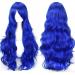 Colorfulpanda 32" 80cm Long Blue Curly Full Wavy Hair Wig Anime Cosplay Halloween Costume Party Synthetic Wigs for Women Girls Bright Blue