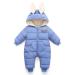Minizone Baby Snowsuit Winter Romper Girls Boys Cotton Hooded Jumpsuit Warm Long Sleeve Outfits Cartoon Rabbit 0-6 Months Blue