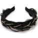 BOMTTY 1.2 Inch Wide Brim Solid Color Chiffon Headband with Rhinestone Weaving - Fashion Hair Accessory for Women and Girls (Black/White) - Buy Online on GoSupps.com