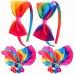 4 x rainbow-loop hair straps colorful large loop rainbow satin covered hair bands rabbits loop rainbow hair ropes for women and girls