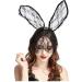 Women Girl Hairbands Lace Rabbit Bunny Ears Veil Black Eye Mask Halloween Party Headwear Hair Accessories
