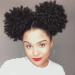 2Pcs Afro Puff Drawstring Ponytail Short Kinky Curly Fluffy Afro Bun Wrap-Wig Around with 2 Clips Ombre Color Hair Puff Synthetic Hairpiece for black women( Black) 2PCS Puff Ponytail 1B