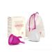 Lybera set with 2 menstrual cups made in Italy soft safe from medical silicone environmentally friendly comfortable size 2 x 2 pieces transparent and fuchsia