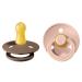 BIBS Pacifiers | Natural Rubber Baby Pacifier | Set of 2 BPA-Free Soothers | Made in Denmark | Blush/Dark Oak | Size 0-6 Months