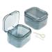KF-Value Retainer Case Three-Layer Denture Case with Aligner Removal Tool and Brush Retainer Cleaner Case for Woman Man (Blue)