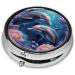 Portable Metal Pill Box with Two Cute Dolphins | Round Mini 3-Compartment Organizer for Small Pills | Travel Essential with Hinged Design - Buy Online on GoSupps.com