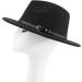 Melesh Wide Brim Unisex Belt Buckle Fedora Hat in Black - Classic Style - Buy Online on GoSupps.com