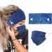 Gortin Boho Headbands with Button and Mouth Shield Flower Head Bands Workout Turban Headband Stretch Wide Head Wraps Yoga Cloth Hair Bands for Women and Girls (Colorful)