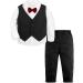 mintgreen Baby Boys Gentleman Suit Set Long Sleeve Shirt with Bowtie + Waistcoat + Pants Size: 1-4 Years Solid Black 3-4 Years