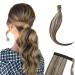 Ponytail Extension Wrap Around Long Straight Curly Clip in Ponytail Hair Extensions for Women Brown Black Blonde Hairpiece 32"-Straight Dark Brown & Ash Blonde Dark Brown & Ash Blonde 32 Inch