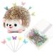 Hedgehog Pin Cushion with Pins Set Include 1 Pcs Cute Pin Cushion and 100 Pcs Butterfly Flat Head Straight Pins for Sewing DIY Projects Dressmaker Jewelry Decoration