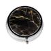 Black Gold Marbleround Pill Box 3 Compartment Round Pill Box Organizer &Portable Travel Pill Box for Traveling.