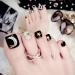 Sethexy Strass 3d Bling Black toenail tips moon star square short complete cover acrylic 24 pieces wrong toenails art tips for women and girls