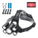 Headlamp, KJLAND 12000 Lumen Ultra Bright 5 LED Head light, USB Rechargeable Waterproof Headlight Flashlight with Zoomable, 4 Modes Head Lamp for Outdoor Camping Hiking Fishing Hunting Black
