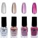 Metallic Nail Polish - 4 Colors Quick Dry Mirror Nail Varnish - 6ML Metallic Effect Long Lasting Nail Polish - Light Pink Dark Pink Silver Rose Gold Nail Polish - No UV Needed