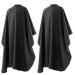Professional Barber Cape, Salon Cape with Snap Closure for Hair Cutting, Nylon Water Resistant, 59 x 47 inches - Black - 2 Pcs