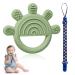 Aolso bite ring made of silicone bite ring for babies five fingers baby teeth toys with anti-lost rope BPA-free baby biting toys baby dental aid for 3 months (green) five finger-green