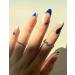 Sankki Almond French Tip Press on Nails - 24Pcs Blue White Abstract Design | Medium Length Nude False Nails for Women and Girls - Buy Online on GoSupps.com