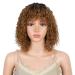D but short curly wig ombre wig with pony curl fringe human -like wig for women 12 inches 120 g (12 inches TT1B / C30: brown with dark root) 30.48 cm (1 Pack) brown with dark root