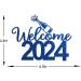 Blue Glitter Welcome 2024 Cake Topper - Happy New Year Topper Hello 2024 Cheers to Merry Chirstmas ation - Buy Online on GoSupps.com