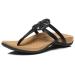 Athlefit Women's Orthotic Arch Support Flip Flops Comfortable Walking Orthopedic Thong Sandals Black 6.5