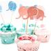 AKOAK 10 Pieces Baby Shower Pink Elephant Cupcake Toppers Baby Girl Birthday Party Favors Cake Decoration - Buy Online on GoSupps.com